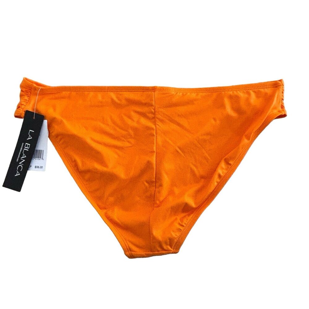 La Blanca Island Goddess Orange Shirred Hipster Bikini Bottom Size 16 NEW - Picture 4 of 9